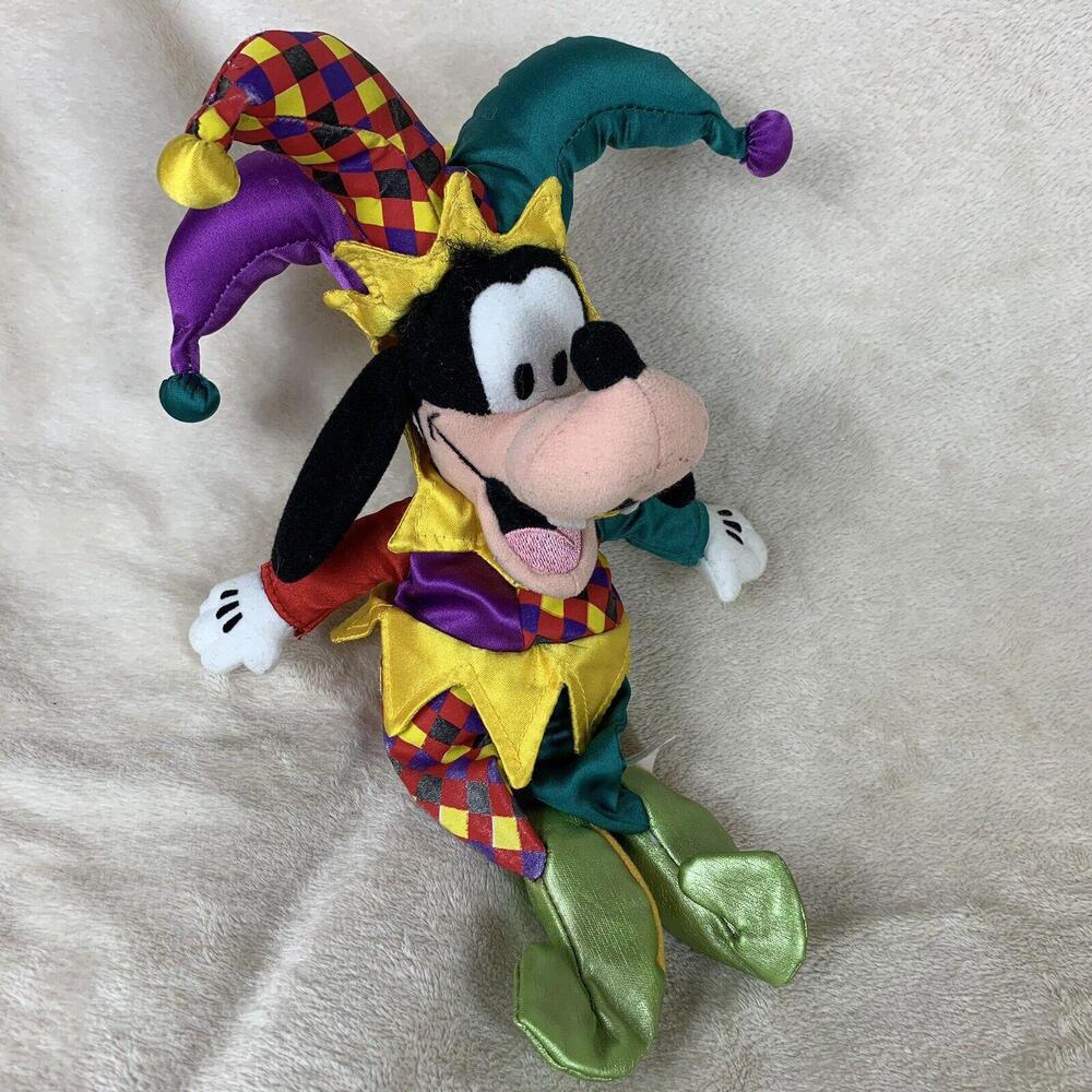 Disney Parks Jester Goofy 10” Vintage Mini Bean Bag Plush Stuffed Toy
